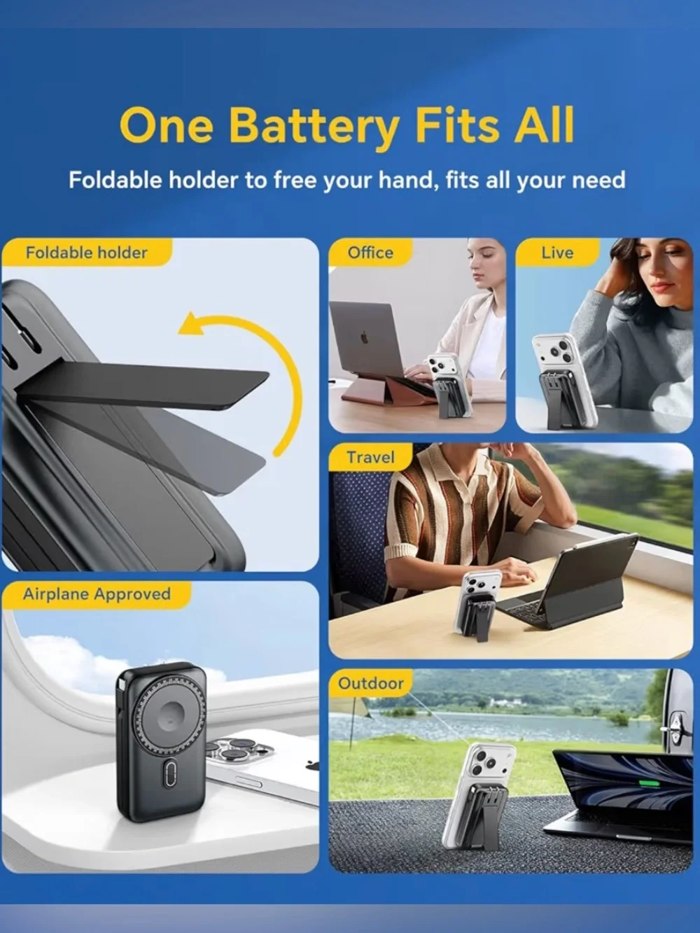 Magnetic Battery Pack Real Capacity 10000mAh, 22.5W Fast Charging Portable Charg